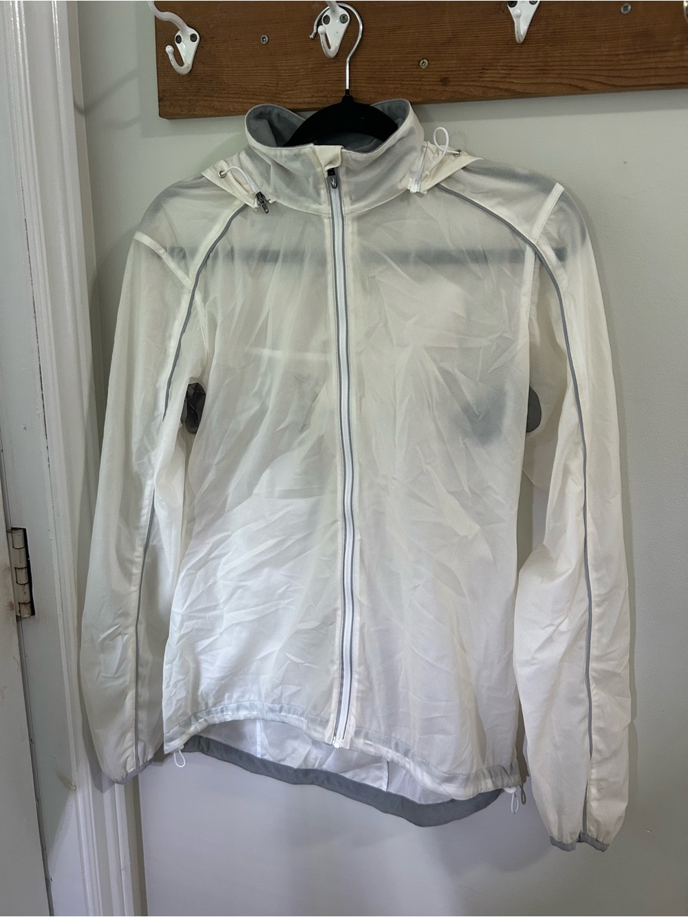 SUGOI White Hooded Semi-Transparent Running Jacket